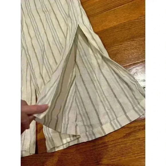 SALE!Cable & Gauge Studio Womens Striped Linen Blend Wide Leg Flowy Pants Large - Picture 5 of 7